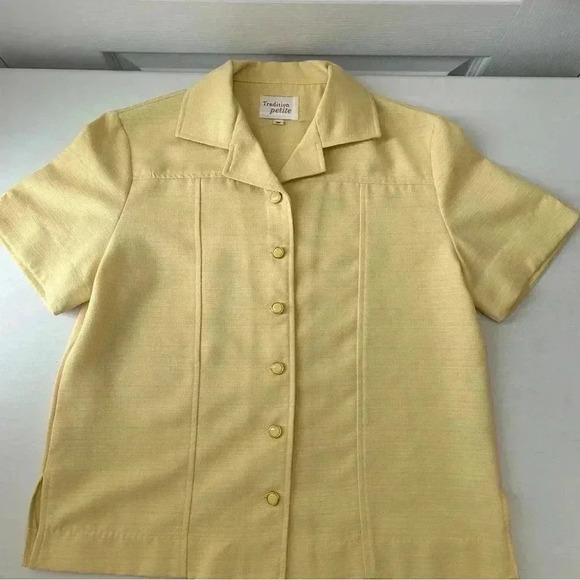 Vintage Pantsuit Blazer Trousers Matching Set Yellow Size 8 Petite - Picture 15 of 16